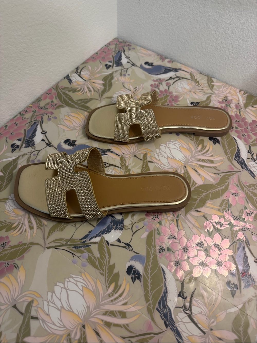 TOP Moda Gold Rhinestone Sandals - Picture 3 of 4
